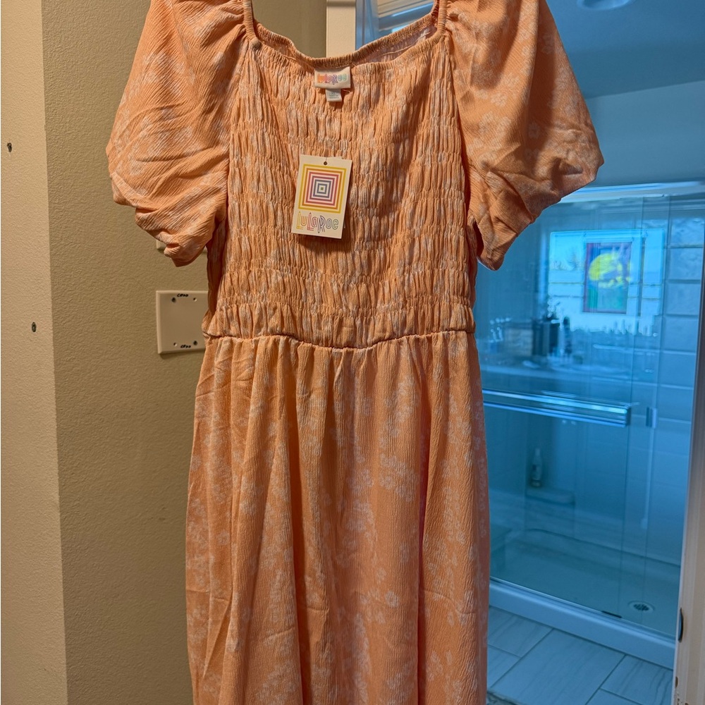 Lularoe Pink Alina Puff Sleeve Dress